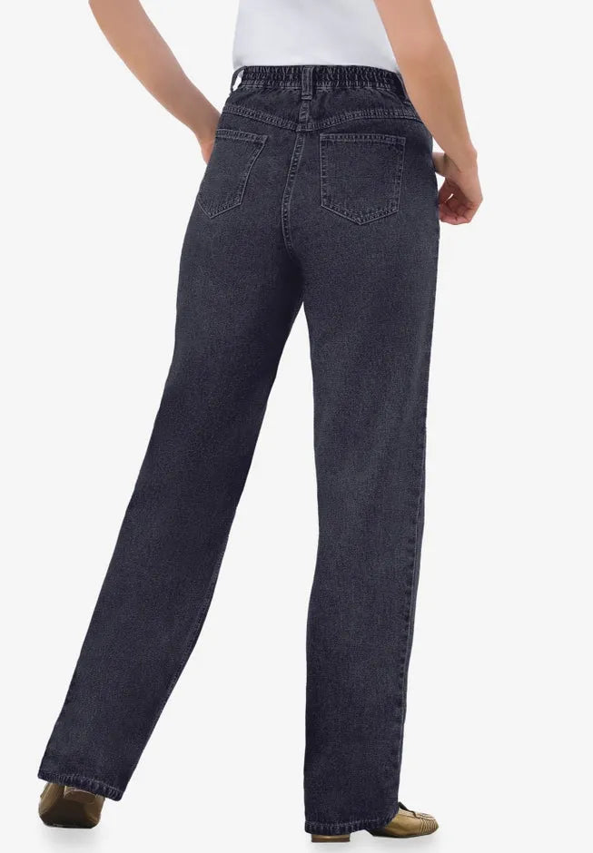 Perfect Back-Elastic Gap-Free Straight-Leg Cotton Jeans