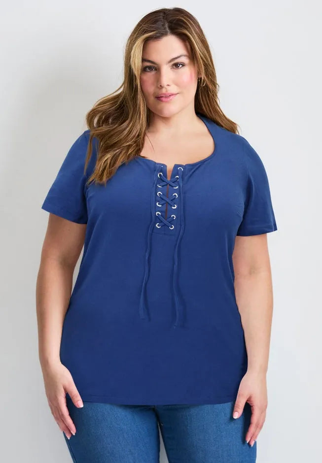 Lacing Detail Tunic Tee