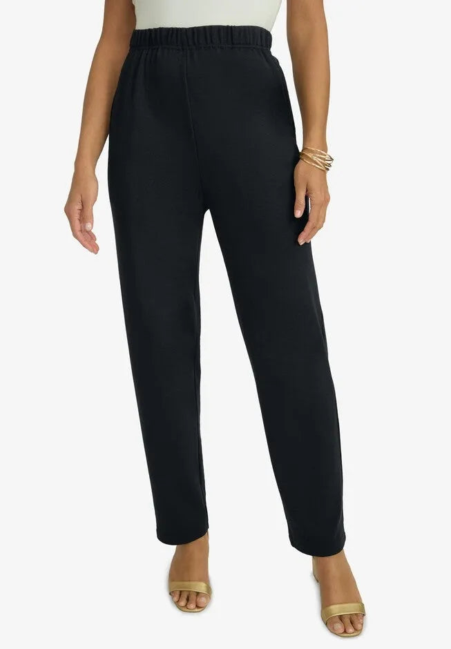 Soft Ease Cotton Knit Straight-Leg Pant