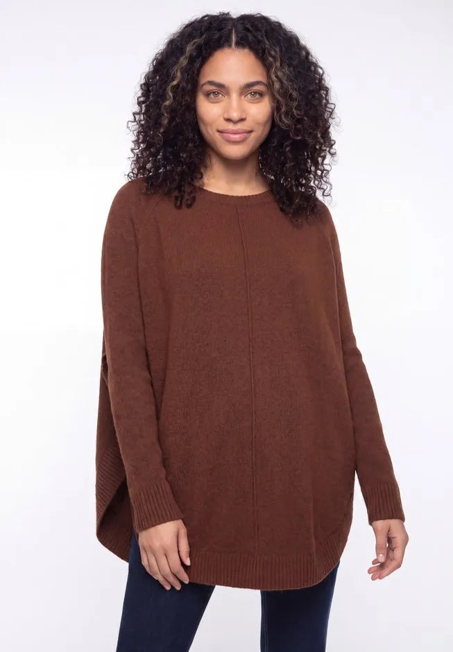 Scoopneck Long Sleeve Pullover Poncho Sweater