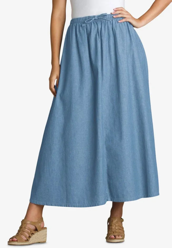 Drawstring Denim Skirt