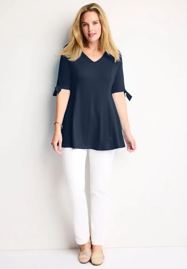 Elbow Tie-Sleeve Tunic
