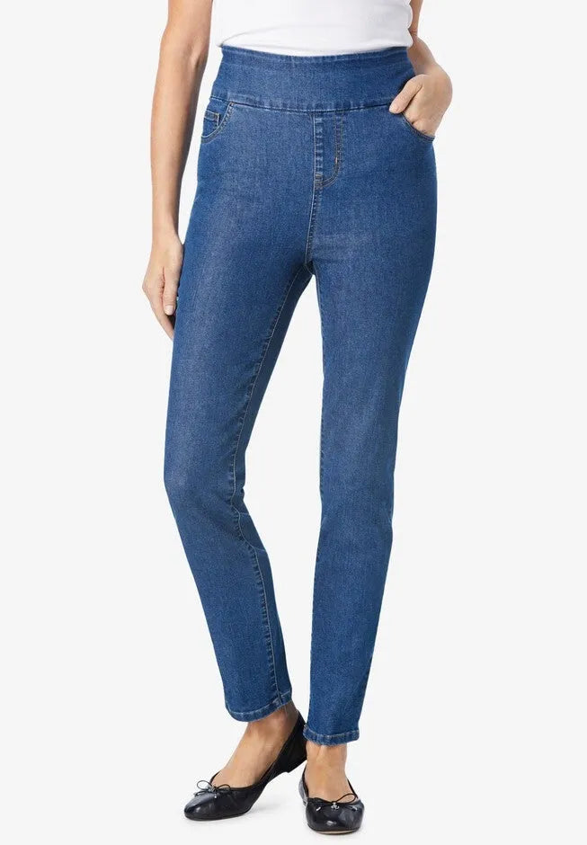 Smooth Waist Pull-On Flex Fit Leg Denim Jeans