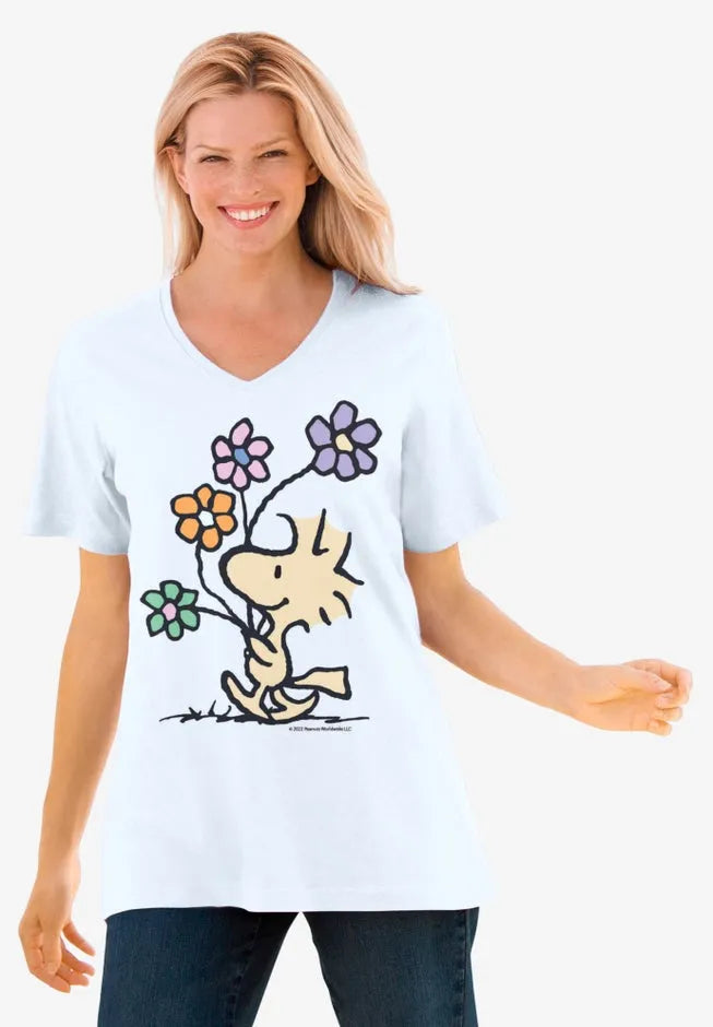 Ivory Woodstock V-Neck Tee