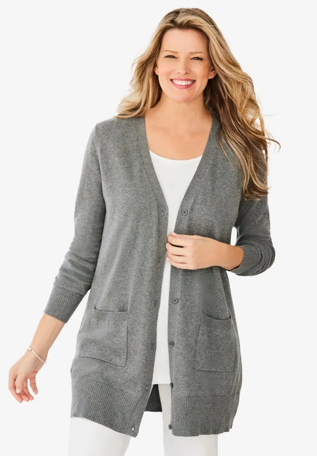 Perfect Longer-Length Cotton Cardigan Sweater