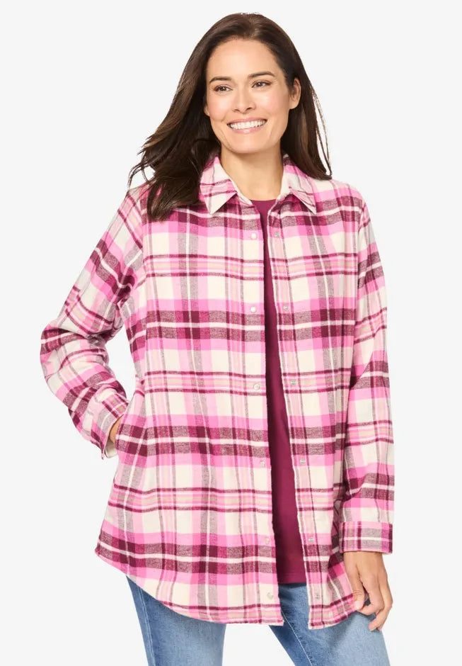 Fleece Flannel Snap-Front Shirt