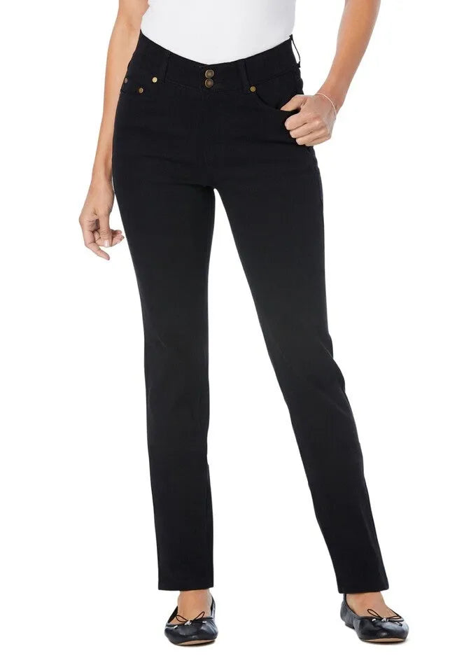 Stretch Built-in Slimming Panel Straight Leg Jeans