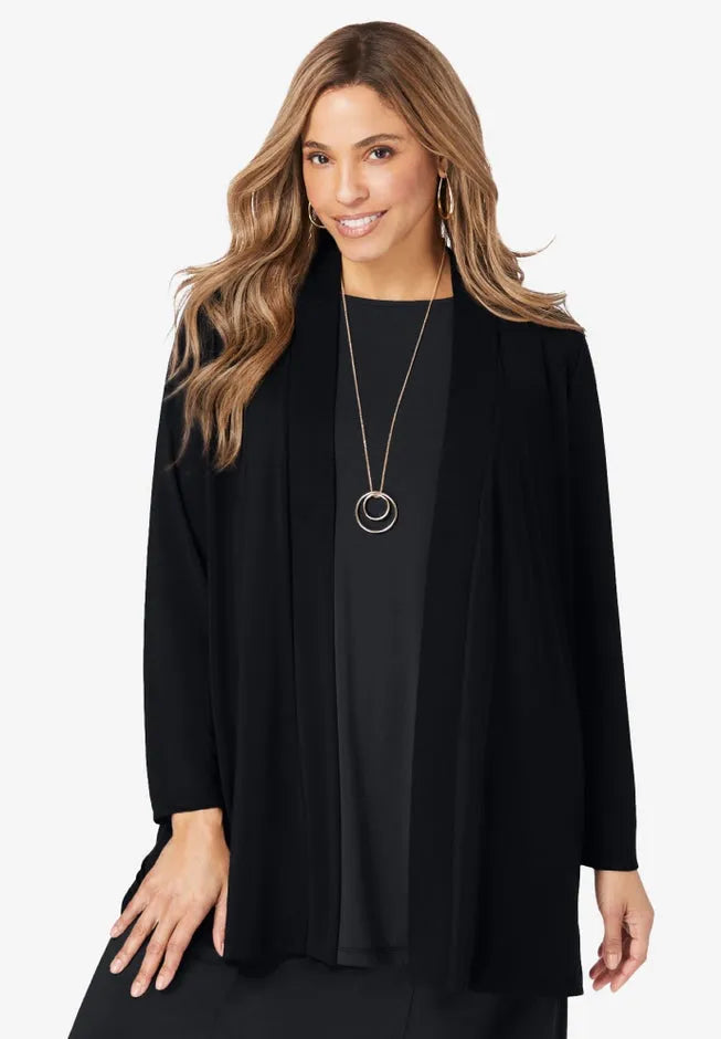 Stretch Knit Open Front Knit Topper
