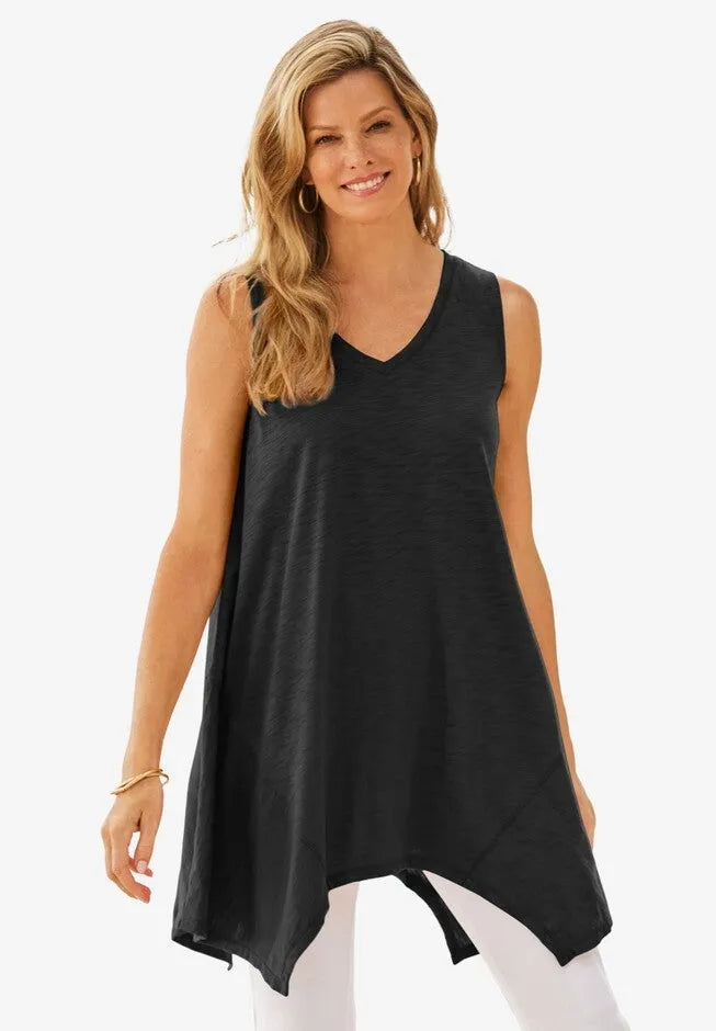 Sleeveless Hanky Hem Tunic