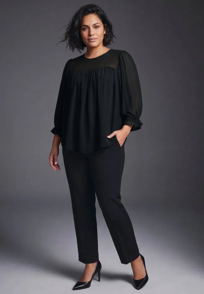 Gathered Sheer Blouse