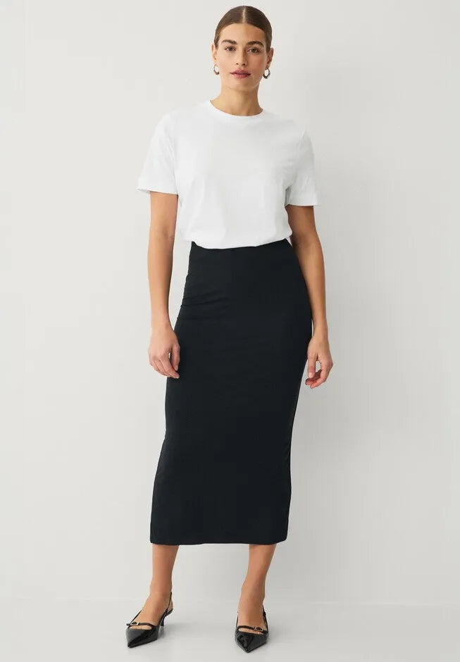 Stretch Knit Pull On A Line Maxi Skirt