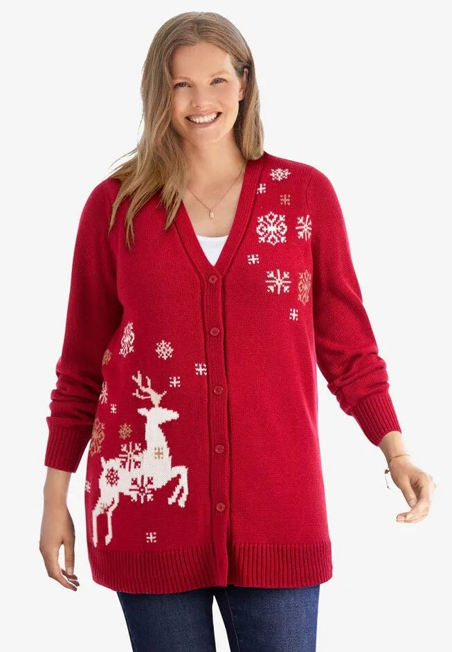 Holiday Motif Cardigan Sweater