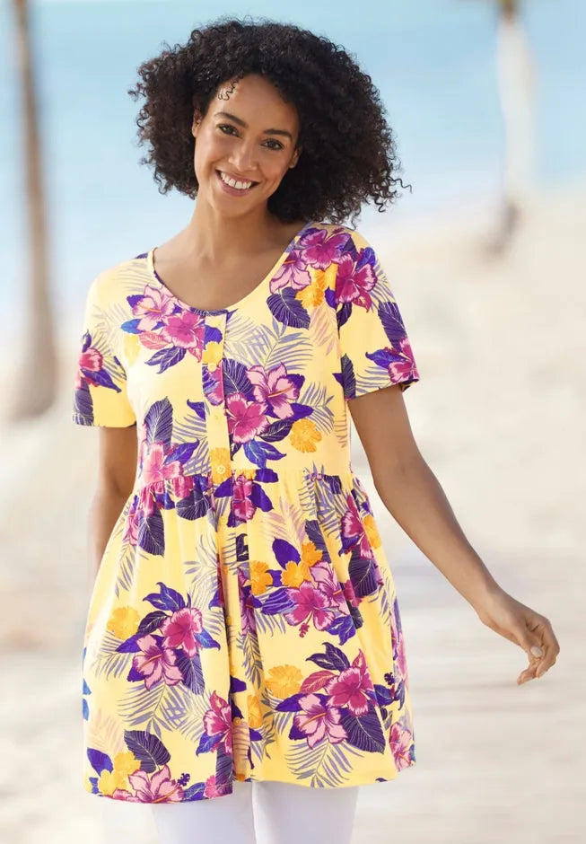 Short-Sleeve Empire Waist Tunic