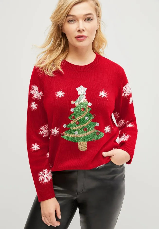 Embellished Holiday Pullover Sweater