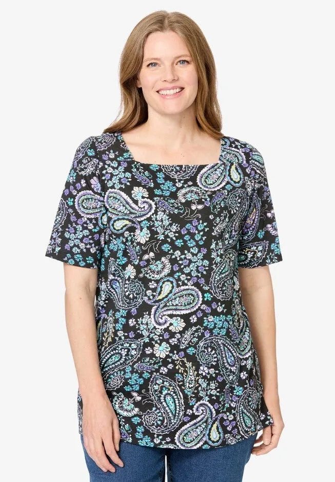 Printed Perfect Square-Neck Tee