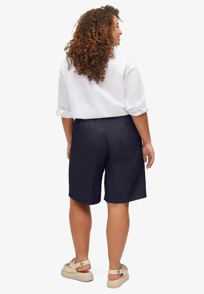 100% Cotton Denim Elastic Waistband Pull-On Shorts