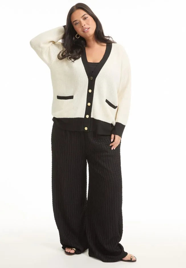 Contrast V-Neck Cardigan