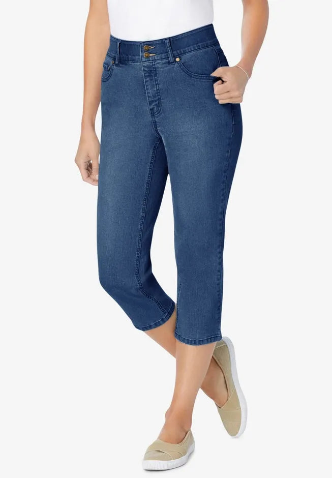 Stretch Built-in Slimming Panel Capri Jeans