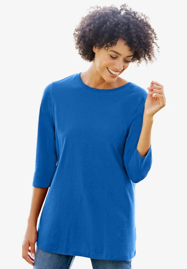 Perfect Three-Quarter Sleeve Crewneck Tee