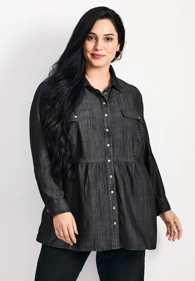 Denim Tiered Shirt