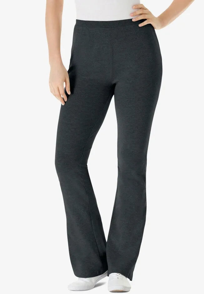 Stretch-Cotton Knit Pull-On Bootcut Leggings