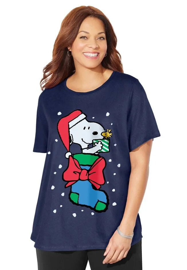 Peanuts Snoopy Stocking Christmas Tee