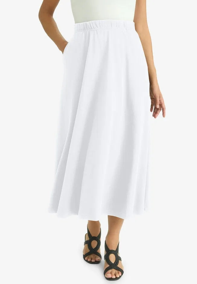 Soft Ease Cotton Knit Swing Skirt