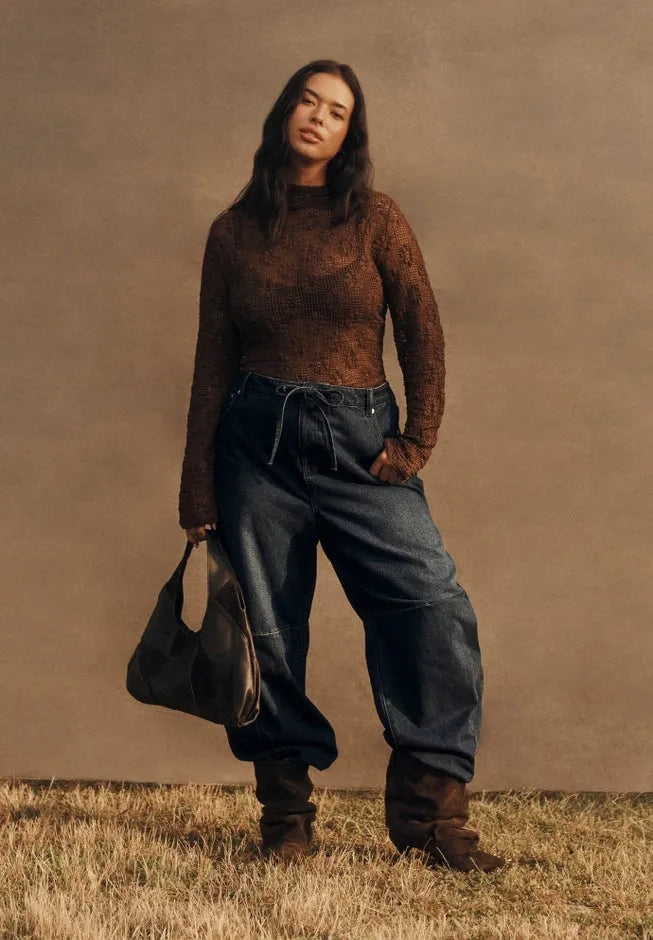 Dramatic Drawstring Barrel Jean