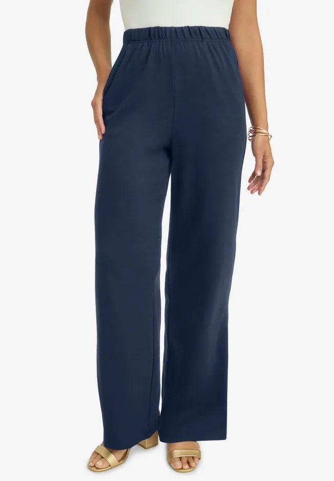 Soft Ease Cotton Knit Wide Leg Pant