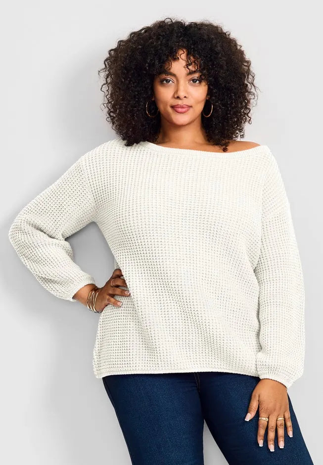 Waffle Stitch Pullover Sweater