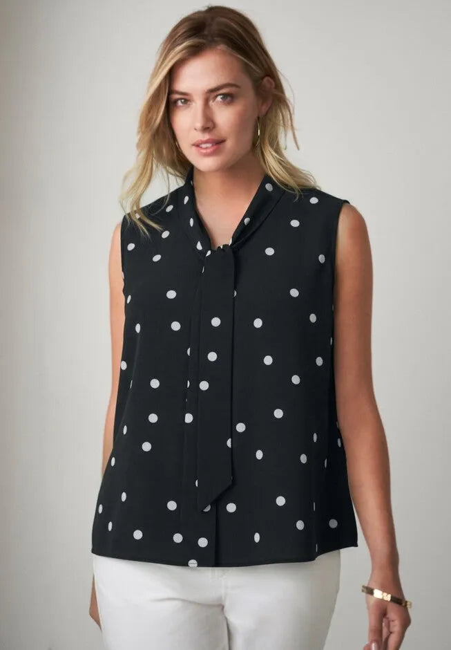 Uptown Sleeveless Tie-Neck Blouse