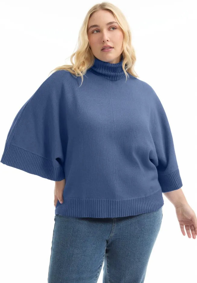 Wide-Sleeve Turtleneck Sweater