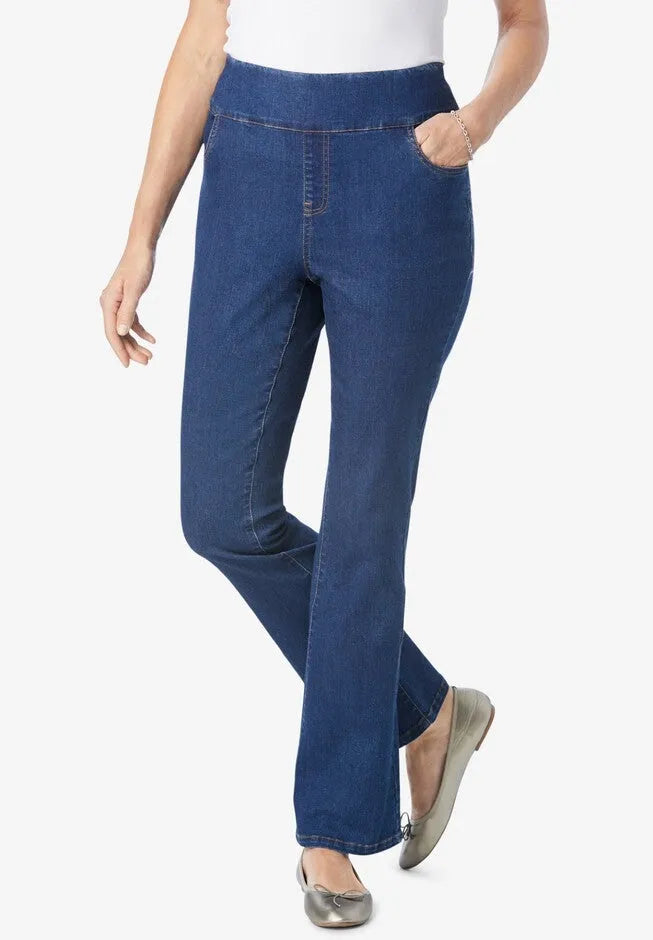 Smooth Waist Pull-On Flex Fit Bootcut Denim Jeans