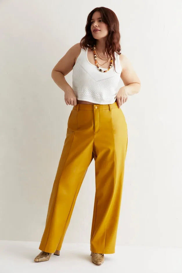High Waisted Faux Leather Pant