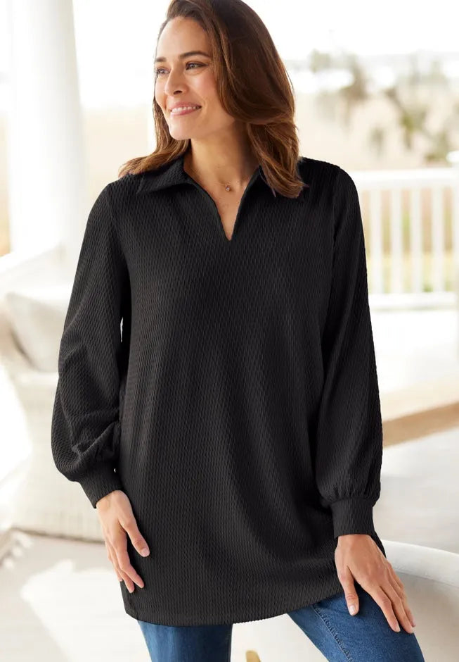 Blouson Sleeve Texture Tunic