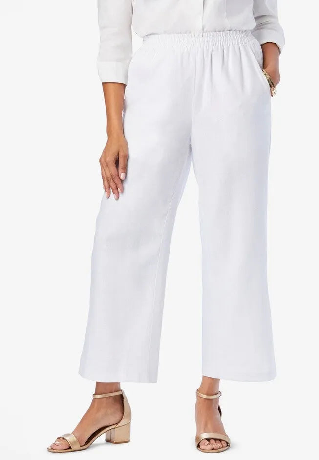 Wide Leg Linen Crop Pant