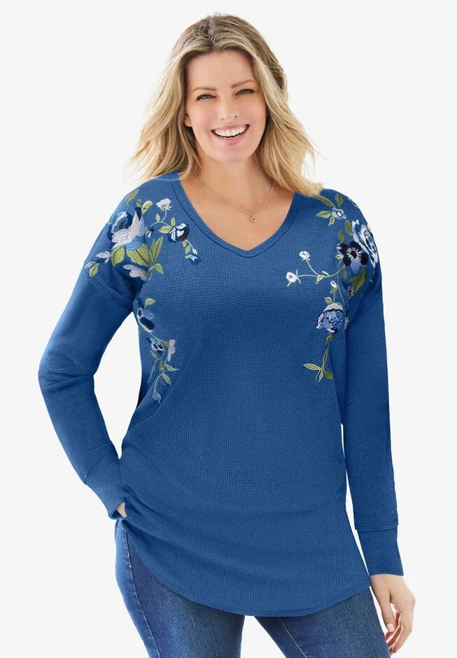 Waffle Thermal V-Neck Tee
