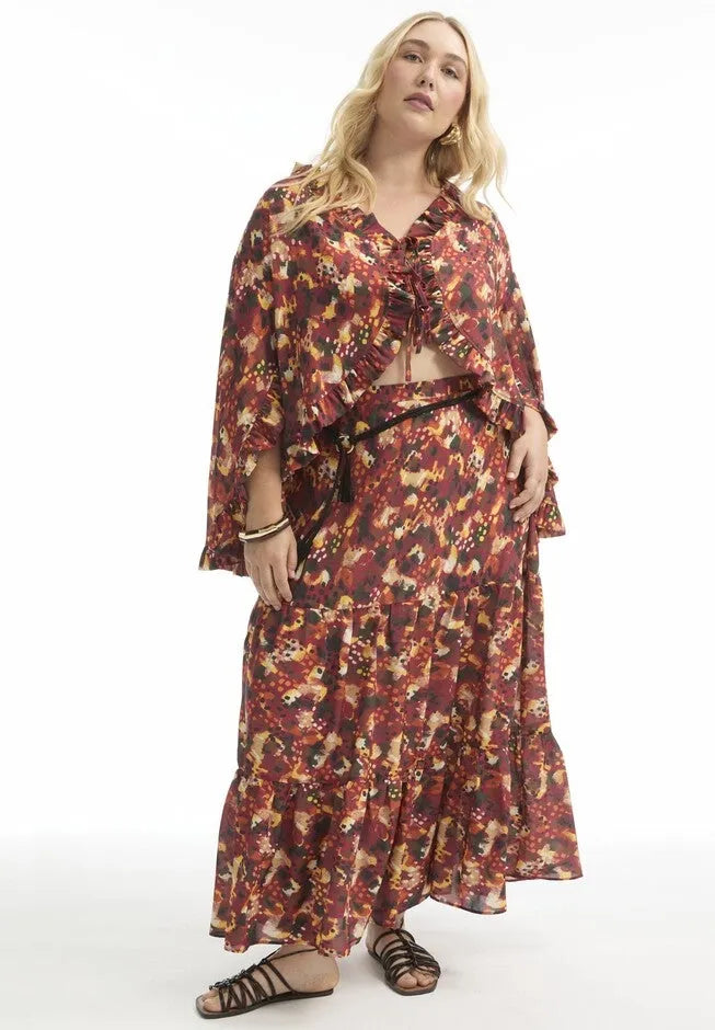 Tiered Printed Maxi Skirt