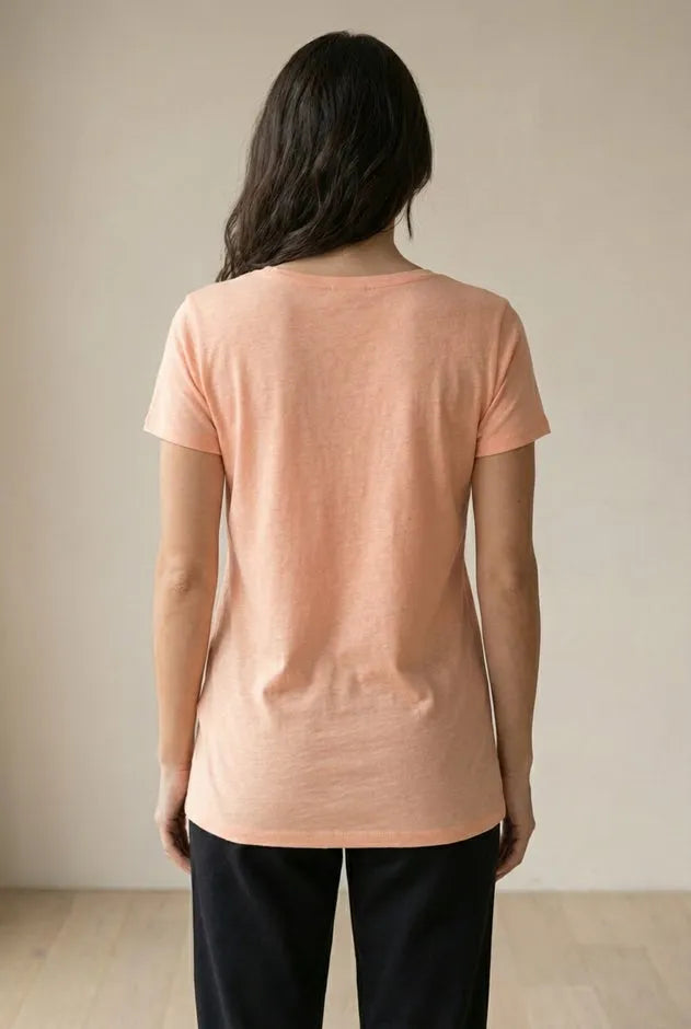100% Cotton Jersey Slub Scoopneck Short Sleeve Graphic Tee