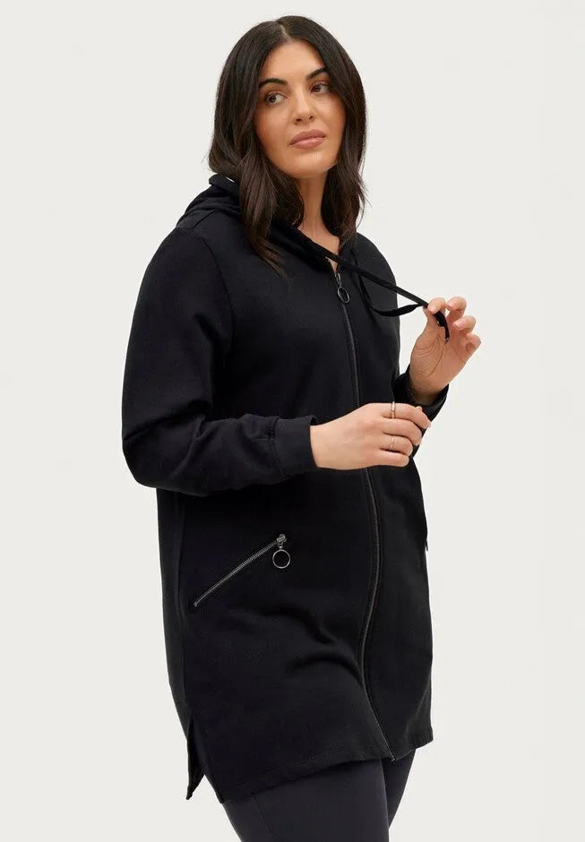 Ellos Studio French Terry Zip-Front Hoodie With Zip Pockets