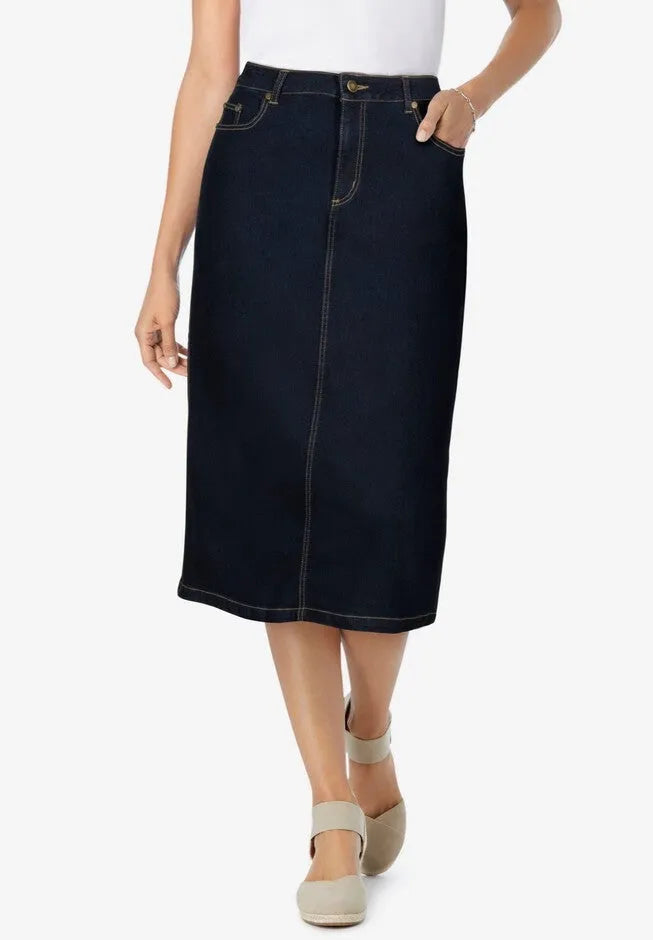 Stretch Denim Five-Pocket Jeans Skirt