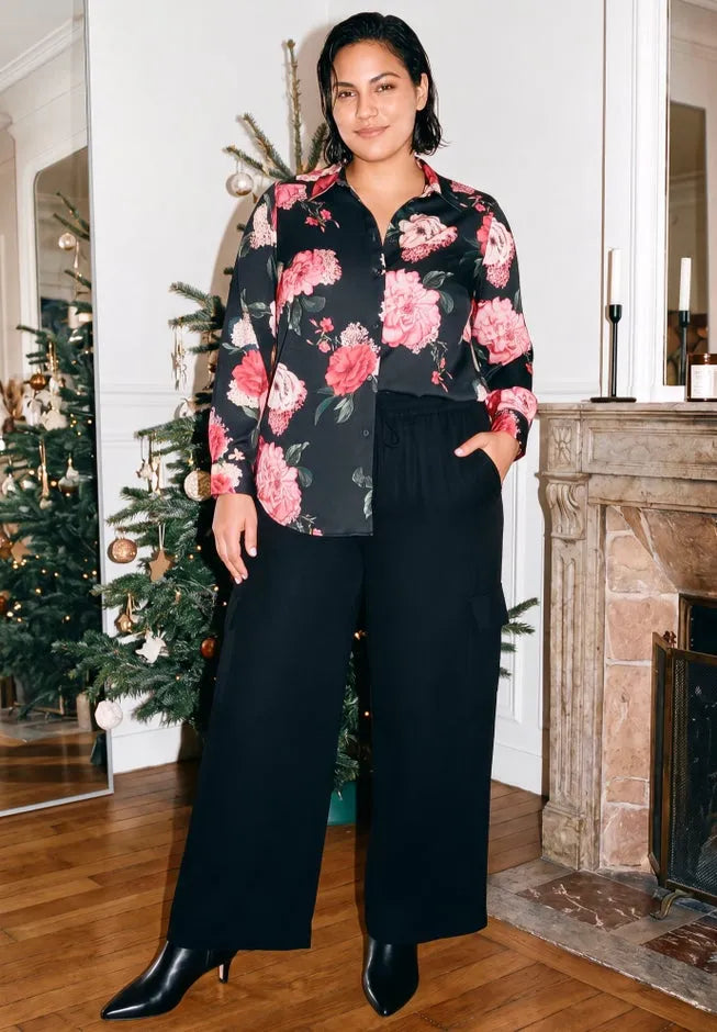 Cece Printed Button Up Blouse