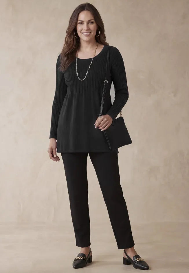 Ribbed Baby Doll Tunic Sweater
