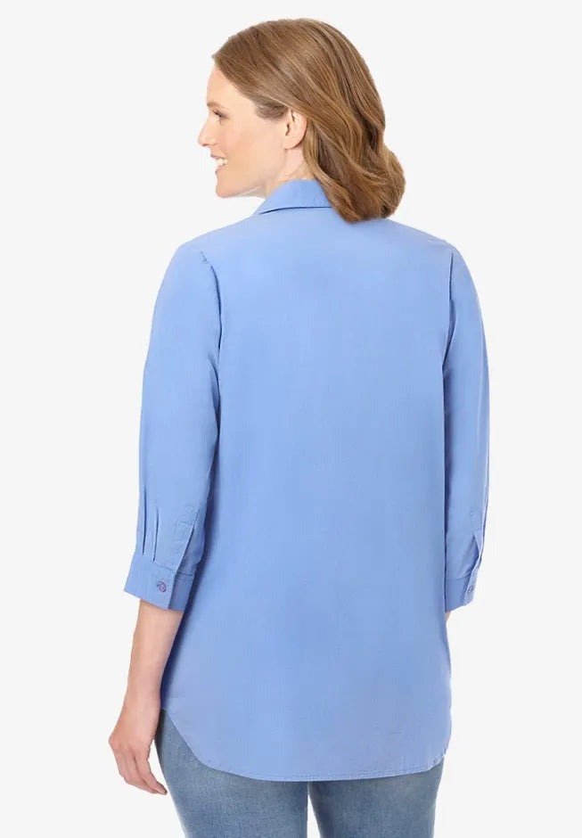 2-Piece Embroidered Poplin Tunic and Tee Set