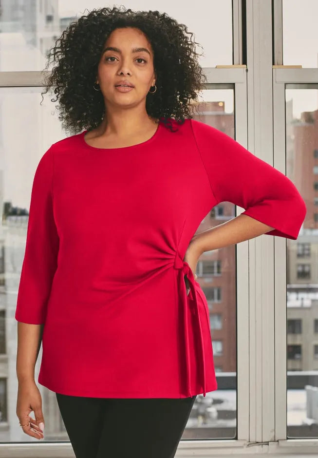 Knit Crepe Tie Detail Tunic