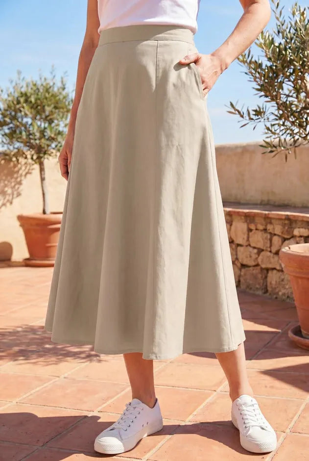 Linen-Blend Skirt