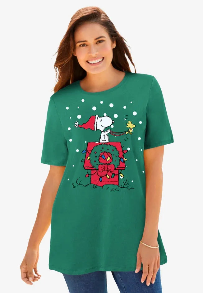 Peanuts Green Snoopy Sleigh Tee