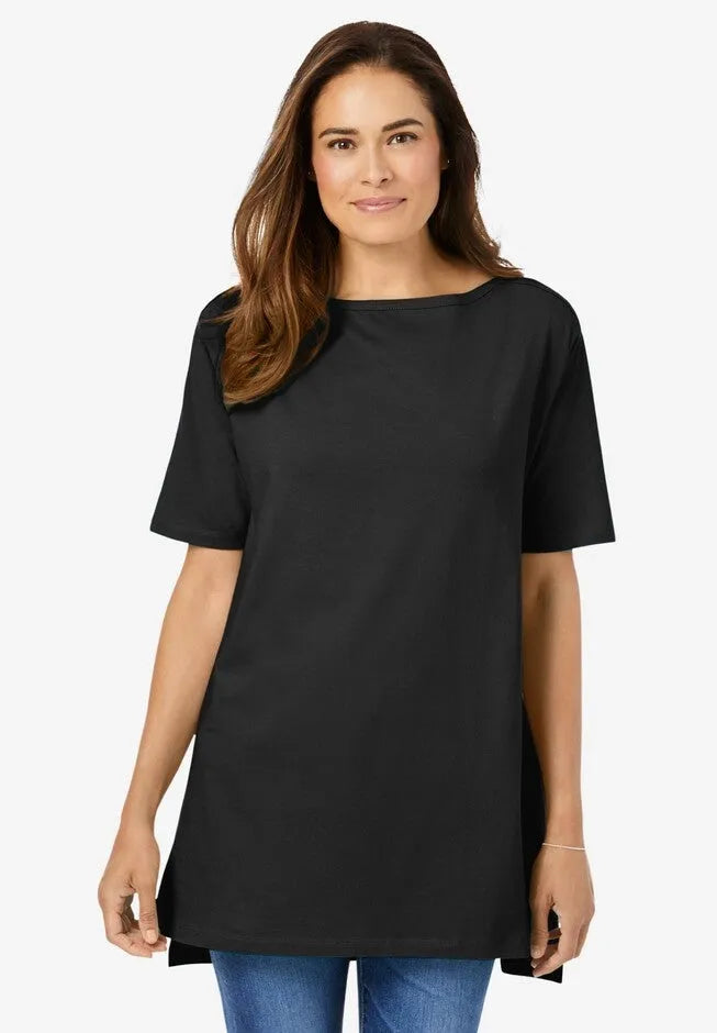 Perfect Short-Sleeve Boatneck Tunic