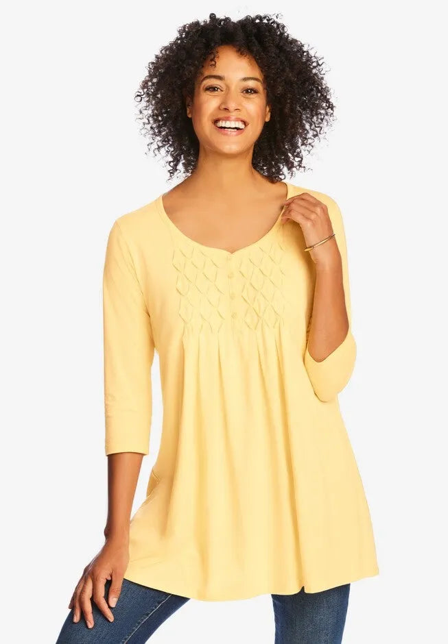 Smocked Henley Trapeze Tunic