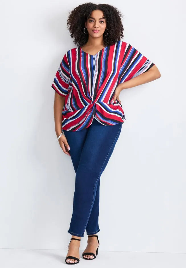 Knot Front Dolman Sleeve Blouse